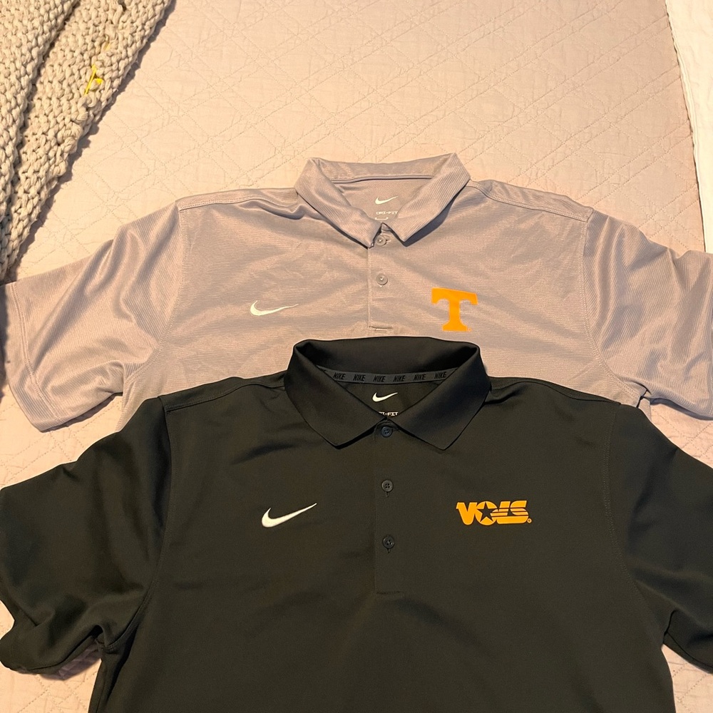 Nike Gray and Black Polo Shirts with Logos